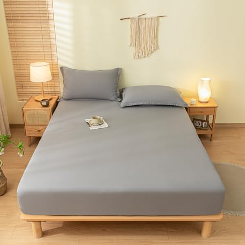 Tospass Spannbettlaken 180x200 cm Boxspringbett Topper Hellgrau Spannbetttuch Weiche Jersey Microfaser Bettlaken Einfarbig für Matratze bis 15-30 cm Hohe von Tospass