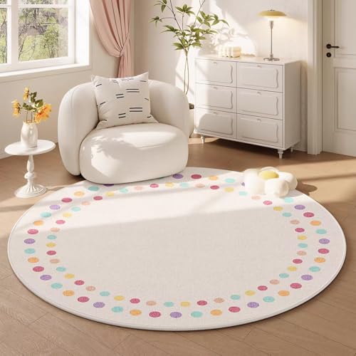 Tospass Moderner Beige Teppich, 100 cm Rund, Kunstwolle, Weicher Kurzflor, Anti-Rutsch, Waschbar, für Wohnzimmer, Schlafzimmer, Esszimmer, Küchen Tospass Moderner Beige Teppich, 100 cm Rund, Kunstwolle, Weicher Kurzflor, Anti-Rutsch, Waschbar, für Wohnzimmer, Schlafzimmer, Esszimmer, Küchen von Tospass