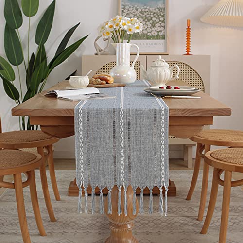 Tospass Tischläufer Leinen Tischläufer Grau Rechteckig Tischläufer mit Quaste Ausgehöhlte Stickerei Einfach Klassisch Tischdecke für Picknick Party Küche Hochzeit Brautdusche Esstisch Dekor 33x330cm Tospass Tischläufer Leinen Tischläufer Grau Rechteckig Tischläufer mit Quaste Ausgehöhlte Stickerei Einfach Klassisch Tischdecke für Picknick Party Küche Hochzeit Brautdusche Esstisch Dekor 33x330cm von Tospass