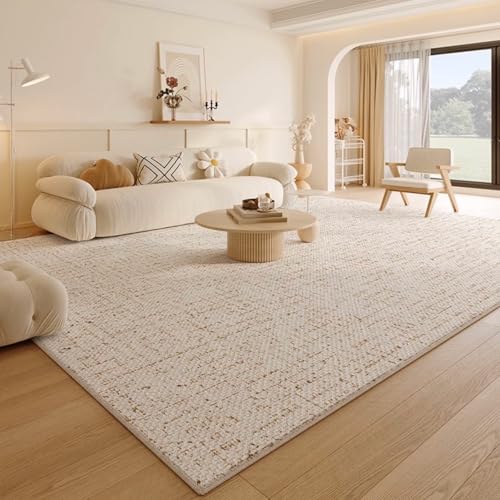 Tospass Wohnzimmer Creme Teppich 140x200 cm Modern Flauschig Kurzflor Beige Teppich Skandinavischer Stil Anti-Rutsch Unterseite, Waschbar bis 30 Grad, Vier-Jahreszeiten-Teppich von Tospass