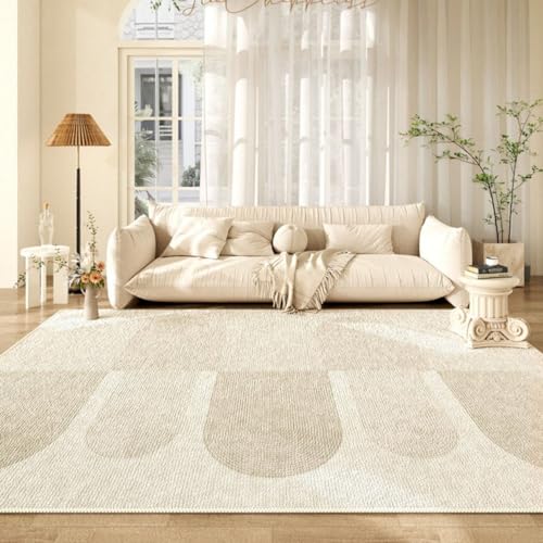 Tospass Wohnzimmer Teppich Beige 120x160 Modern Geometrisches Muster Creme Teppich Sofa Couchtisch Teppich Schlafzimmer Kinderzimmer Weich rutschfest Maschinenwaschbar Vier-Jahreszeiten-Teppich von Tospass