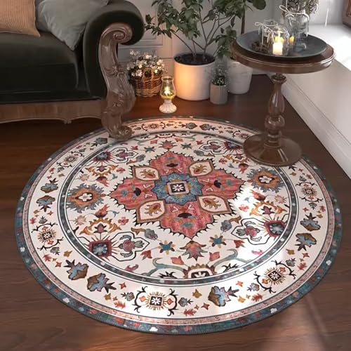 Vintage Boho Rund Teppich Waschbarer Wohnzimmer Orientalischer Stil Sofa Teppich Kurzflor Couchtischmatte, Bunter Muster Rutschfester Carpet für Schlafzimmer. 200 cm Vintage Boho Rund Teppich Waschbarer Wohnzimmer Orientalischer Stil Sofa Teppich Kurzflor Couchtischmatte, Bunter Muster Rutschfester Carpet für Schlafzimmer. 200 cm von Tospass