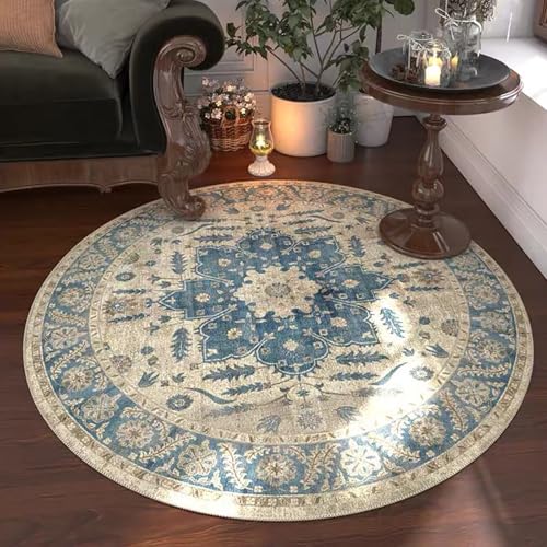 Vintage Boho Rund Teppich Waschbarer Wohnzimmer Orientalischer Stil Sofa Teppich Kurzflor Couchtischmatte, Bunter Muster Rutschfester Carpet für Schlafzimmer. 200 cm Vintage Boho Rund Teppich Waschbarer Wohnzimmer Orientalischer Stil Sofa Teppich Kurzflor Couchtischmatte, Bunter Muster Rutschfester Carpet für Schlafzimmer. 200 cm von Tospass