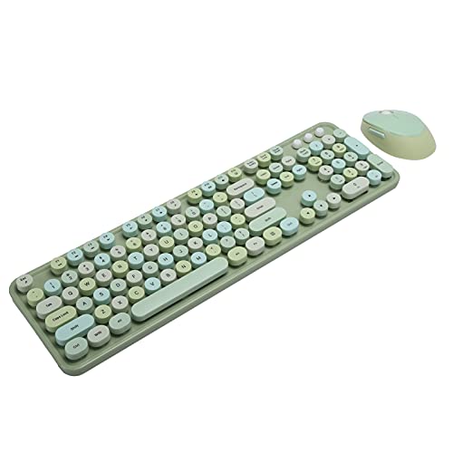 Tosuny 104-Tasten-Tastatur Geräuscharme Tastatur-Maus-Kombination 5-Tasten-Maus für Windows XP/Win7/Win8/Win10 (Sweet grün gemischte Farbversion) von Tosuny