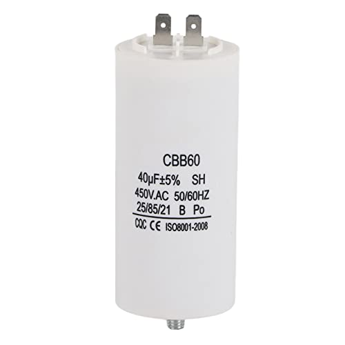 CBB60 Motorstartkondensator, 450V AC 40uf 50/60Hz Wasserpumpenkondensator, für Waschmaschinen, Pumpen, Kühlschränke von Tosuny