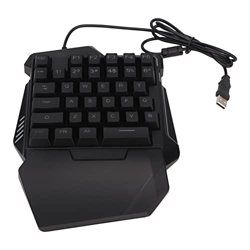 Einhand RGB Gaming Tastatur, USB verkabelte Einhandtastatur mit Hintergrundbeleuchtung und Handgelenkauflage, Unterstützt Multimedia Tasten, 35 Tasten Ergonomische Leise Tastatur von Tosuny