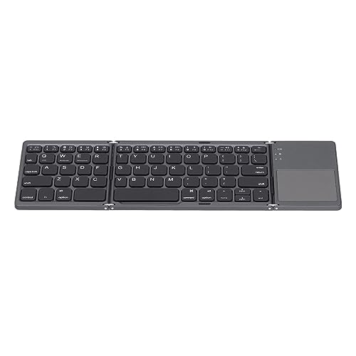 Faltbare Tastatur, 63 Tasten, Kabelgebundene USB-Tastatur mit Touchpad, Tastatur, Wiederaufladbare, Ultradünne Tablet-Tastatur für IOS//-Betriebssysteme (Schwarz) von Tosuny
