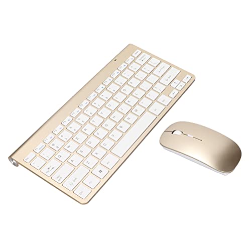 Gaming Tastatur und Maus Set, Kabellose Tastatur und Maus Combo, 2.4G Kabellos 78 Tasten USB Dünn Geätzte Tastenkappen Business Office Tastatur für Desktop Computer, Mobilgeräte, Tablet (Luxus-Gold) von Tosuny