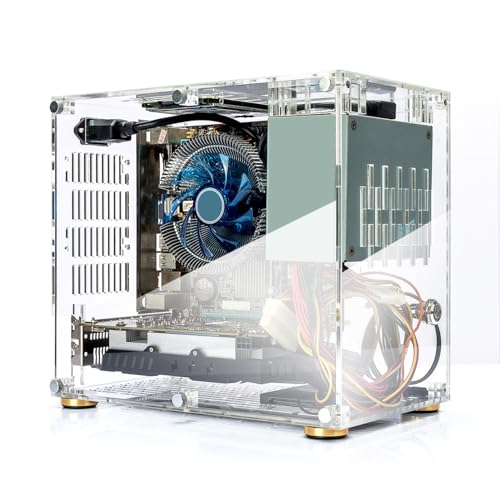 ITX PC Gehäuse, Computergehäuse, 360 Grad Offenes Hohlkühlungs DIY Gehäuse, Transparentes Acryl Computergehäuse, DIY Desktop Computergehäuse für Desktop PC von Tosuny
