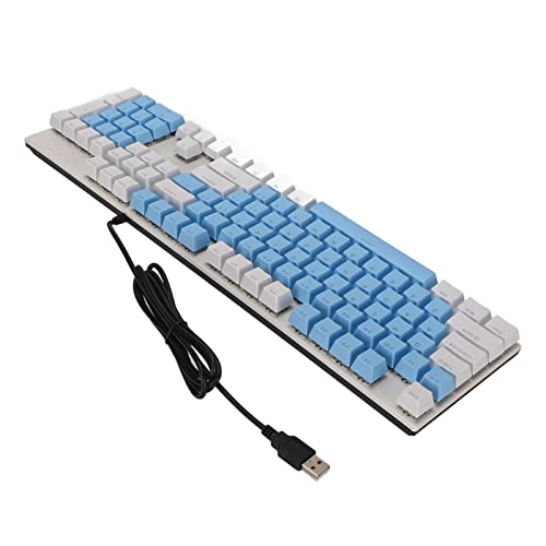 Mechanische Gaming Tastatur, RGB LED Hintergrundbeleuchtung, Kabelgebundene Tastatur mit Blauen Schaltern, 104 Anti Ghosting Tasten, Kompakte USB Tastatur für Windows Laptop PC, Plug and (Weiß Blau) von Tosuny