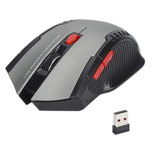 Spielmaus, 2,4 G Kabellose Maus 800-1200-1600dpi -Maus mit USB-Empfänger für Laptop-Computer-Tablet, 6 (Tasten) (Grau) von Tosuny