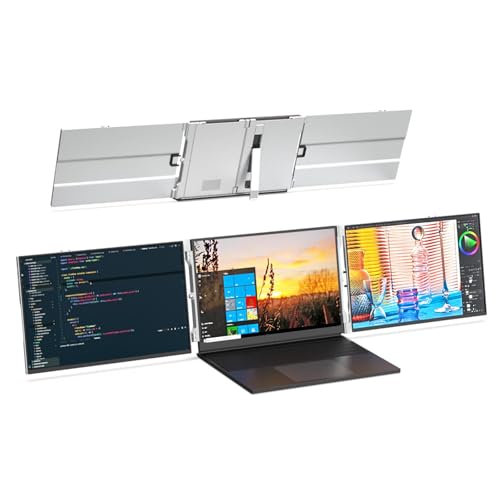 Tosuny 14 Zoll Dreifach Laptop Bildschirmverlängerung, Tragbarer 1200P FHD Dual Moni Tor mit HDMI und USB C, 180°Drehung, Tragbarer Moni Tor für 13,3 16 Zoll Windows/OS X Laptops von Tosuny