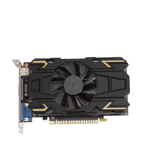 Tosuny Desktop Grafikkarte, 2 GB GDDR5 128 Bit PCIE 2.0 Gaming Grafikkarte, Unterstützt DirectX 12, DVI/HDM I/VGA Ausgang, Geräuscharme Grafikkarte mit Lüfter für Büro und Gaming von Tosuny