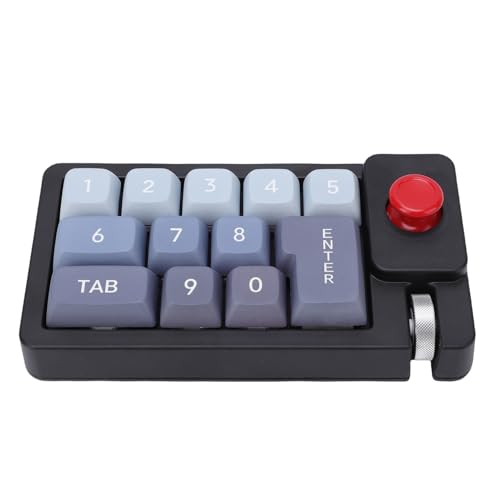 Tosuny Mechanische Zahlenpad, USB Kabel Numeric Tastatur mit RGB LED Hintergrundbeleuchtung und Joystick Roller, Heißer Swappable & Anti Ghosting, 12 Tasten Programmierbar, EIN (Black) von Tosuny