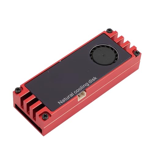 Tosuny NVMe M.2 2280 SSD Kühlkörper, SSD Kühler mit Temperaturanzeige, SSD Turbo Lüfter, Kühlkörper mit Zwei Thermischen Silikonpads, für M.2 NVMe 2280 SSD (Rot) von Tosuny