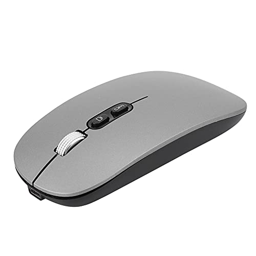 Tosuny Schlanke Leise Kabellose Maus 2,4 GHz Kabellose Maus, Stumme Mäuse Wiederaufladbare Kabellose Maus für Laptop, Wiederaufladbare Kabellose Maus für Laptop (Grau) von Tosuny