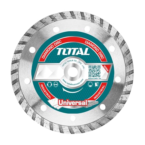 TOTAL - Diamantscheibe | Ø 125 x 22,2 mm | Zum Schneiden von Ziegeln und Beton | Schnitttiefe von 12–14 mm | 7,5-mm-Segment | Ersatz für Winkelschleifer von TOTAL