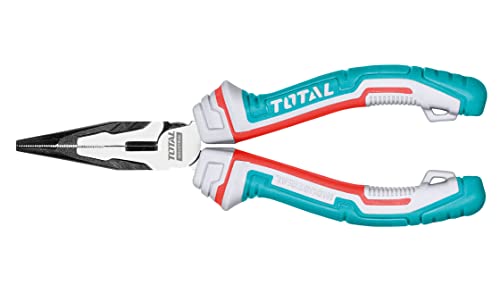 TOTAL - Verstärkte Flachzange | 180 mm | Ideal zum Halten, Biegen und Schneiden | Absturzsicherung | Hergestellt aus Chrom-Vanadium | Griff aus Fasermaterial in 3 Materialien von TOTAL