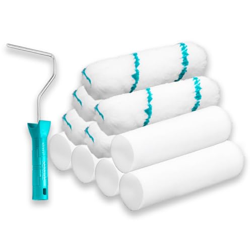 TOTAL - 10-teiliges Farbroller-Set mit Halterung - 5 Schaumstoff- und 5 Mikrofaserrollen für Wände und Decken - 100 mm Tropffrei - Für Glatte und Mittlere Flächen - Innenanstriche TOTAL - 10-teiliges Farbroller-Set mit Halterung - 5 Schaumstoff- und 5 Mikrofaserrollen für Wände und Decken - 100 mm Tropffrei - Für Glatte und Mittlere Flächen - Innenanstriche von Total