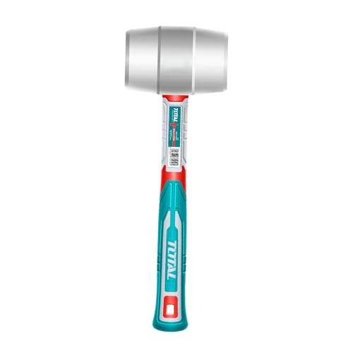 TOTAL - Gummihammer - 450 g - Für Fliesenlegen, Nivellierung und Montage - Schlagt ohne die Oberfläche zu beschädigen - Rutschfester Griff aus Trimaterial-Faser - Weißer Gummikopf von Total