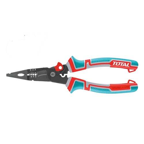 TOTAL - Multifunktionszange – 200 mm - Funktionen zum Schneiden, Entgraten, Nagelfixierung - Cr-V-Stahl mit Teflon - Ergonomischer Trimaterial-Griff - Verstärkte Kraft von Total