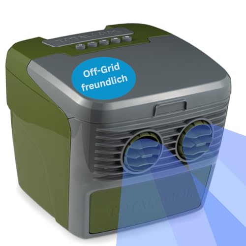 Totalcool Tragbarer Luftkühler 3000, Verdunstungskühlsystem, geringes Gewicht, niedriger Energieverbrauch, 12 Volt und Netzstrom, Camo [Energieklasse A+], Grün (TC3000) von Totalcool