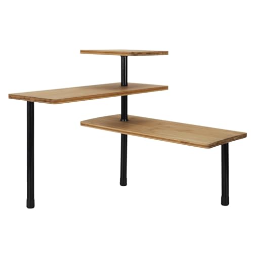 Totally Addict KB5843 - Estantería Angular Modular (3 Niveles, bambú, Metal y Polipropileno, 43 x 43 x 38 cm), Color marrón, Braun von Totally Addict