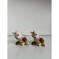 Boxer Hunde Mit Boxhandschuhe Salz & Pfeffer Streuer - Vintage Anthropomorphe Keramik Sault Ste Marie Souvenir von TotallyRadicalRetro