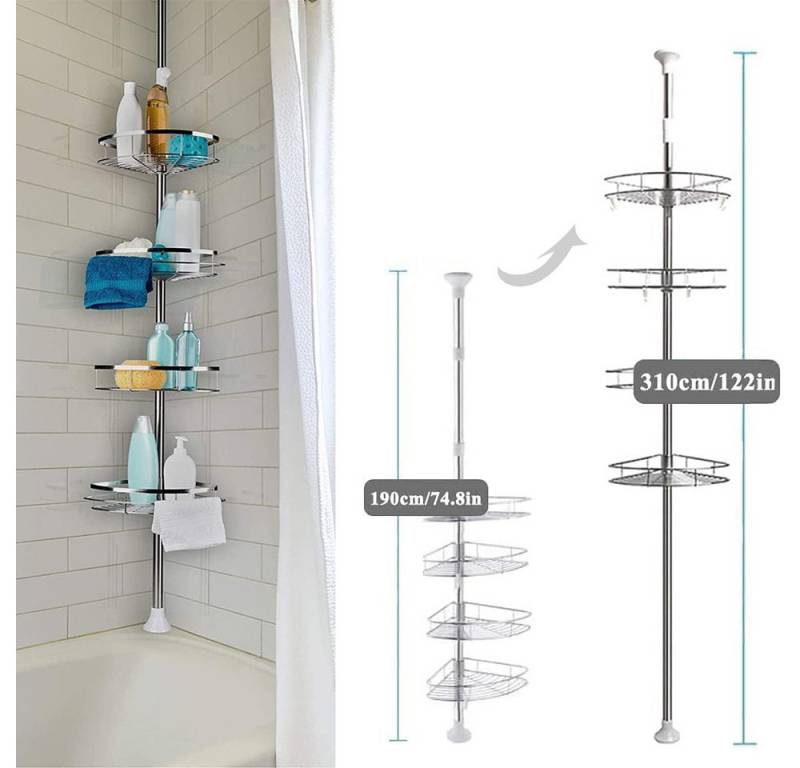 ToteBox Badregal ohne Bohren Teleskop mit 4 Körben vom Boden bis zur Decke 190cm-310cm von ToteBox