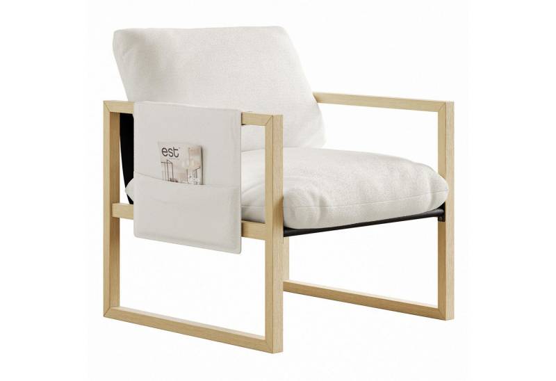 ToteBox Loungesessel Modern Loungesessel Holz Lambswool für Wohnzimmer Schlafzimmer von ToteBox