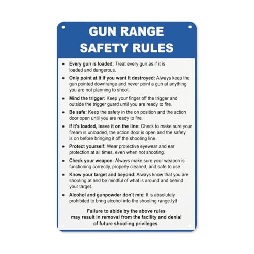 Reflektierendes Aluminiumschild mit Aufschrift "Gun Range Safety Rules Every Gun is Loadd", wetterfest, einfache Installation für den Außenbereich Reflektierendes Aluminiumschild mit Aufschrift "Gun Range Safety Rules Every Gun is Loadd", wetterfest, einfache Installation für den Außenbereich von Totedih