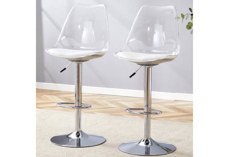 Totnz Barhocker 2er-Set 360° drehbar verstellbarer Barhocker mit transparentem Lehnen (Höhenverstellbar, gleichzeitig 360° drehbar, für Küche, Bistros), Moderner verstellbarer Barhocker-Satz von Totnz