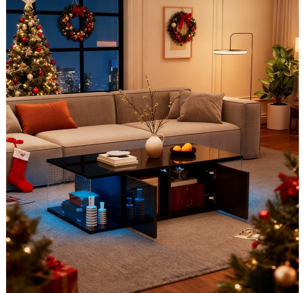 Totnz Couchtisch 100*50*30cm Wohnzimmer-Couchtisch, (Der integrierte LED-Lichtstreifen), Die kompakte Größe von 100 x 50 x 30 cm von Totnz