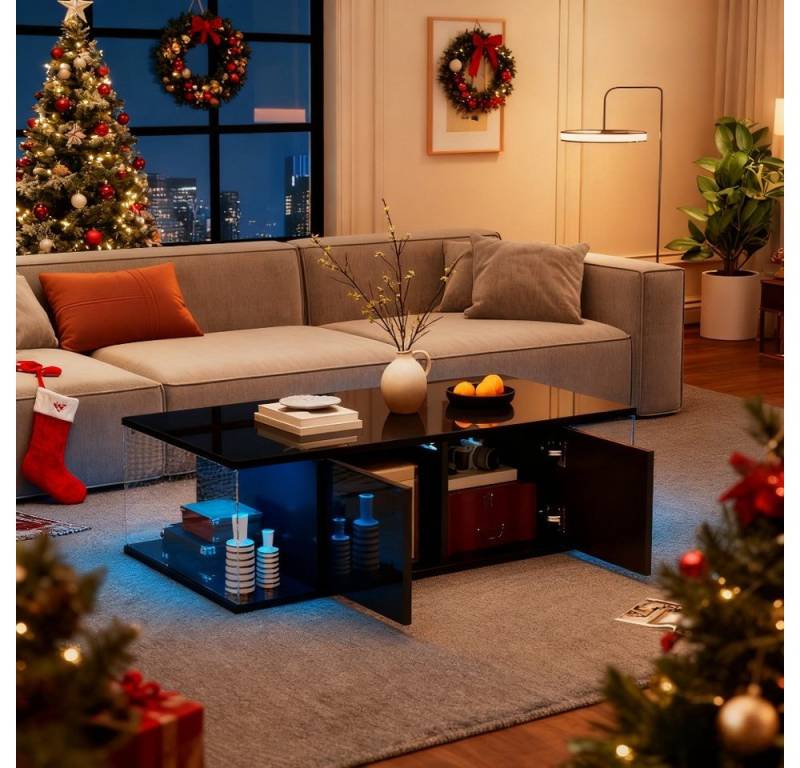 Totnz Couchtisch 100*50*30cm Wohnzimmer-Couchtisch, (Der integrierte LED-Lichtstreifen), Die kompakte Größe von 100 x 50 x 30 cm von Totnz