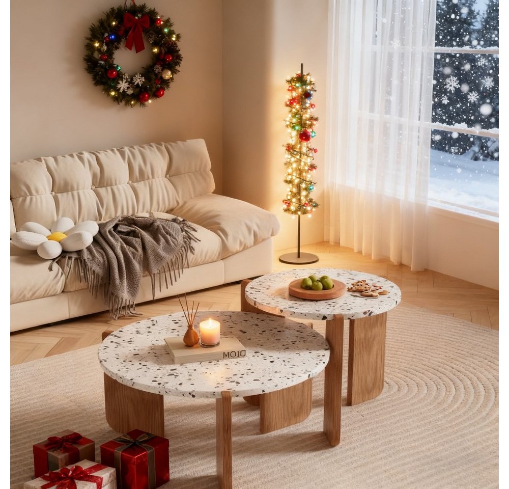 Totnz Couchtisch 2er-Set oderner zusammensetzbarer Couchtisch, Beistelltisch (Couchtisch-Set für Wohnzimmer, Sofa-Beistelltisch und Balkon), großen (70x70x35cm) und kleinen (50x50x45.5cm) von Totnz