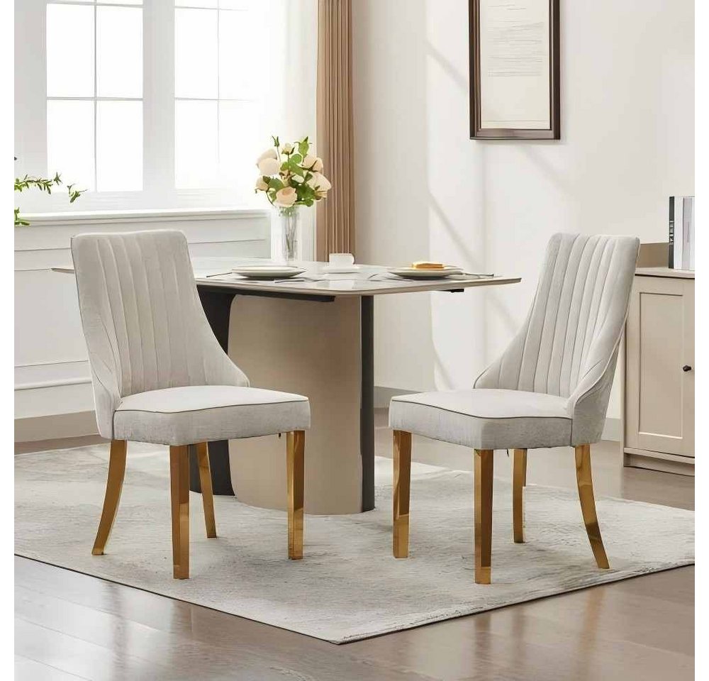 Totnz Stuhl Akzentstuhl für Esszimmer mit Beinen aus goldenem Edelstahl, 2er-Set Totnz Stuhl Akzentstuhl für Esszimmer mit Beinen aus goldenem Edelstahl, 2er-Set von Totnz