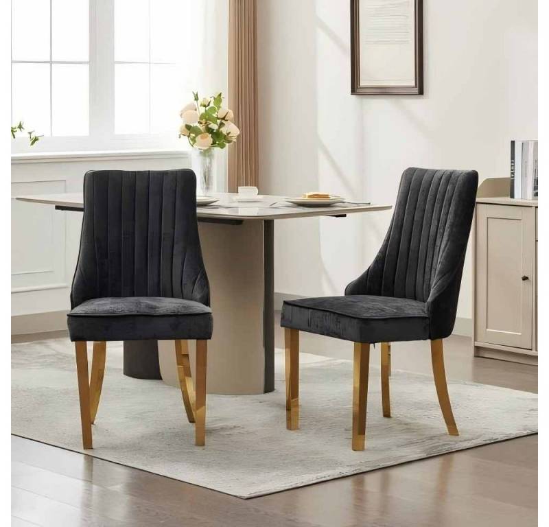 Totnz Stuhl Akzentstuhl für Esszimmer mit Beinen aus goldenem Edelstahl, 2er-Set Totnz Stuhl Akzentstuhl für Esszimmer mit Beinen aus goldenem Edelstahl, 2er-Set von Totnz