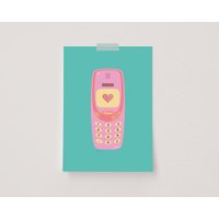 90Er Wandkunst, Jahre Telefon Poster, Retro Inspirierter Druck, Illustrierter Kunstdruck, Girly Adrette Zimmer Dekoration, Frühe 2000Er Dekoration von TotoStudioo