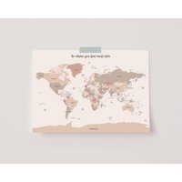 Boho Weltkarte, Moderne Weltkarte Poster, Große Druck, Genaue Detaillierte Weltreisende Geschenk, Earth von TotoStudioo