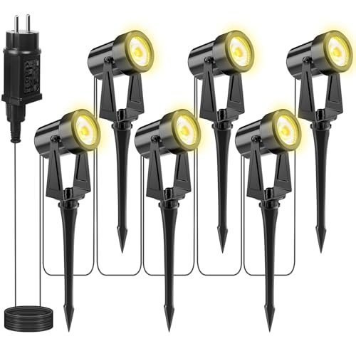 Totofac Gartenbeleuchtung LED,COB im Freien IP65 Wasserdichter Gartenleuchte, Warmweiß 3000K Gartenstrahler mit Erdspieß,Dekorative Gartenlampe Beleuchtung für Außen Garten Rasen (6-1) von Totofac