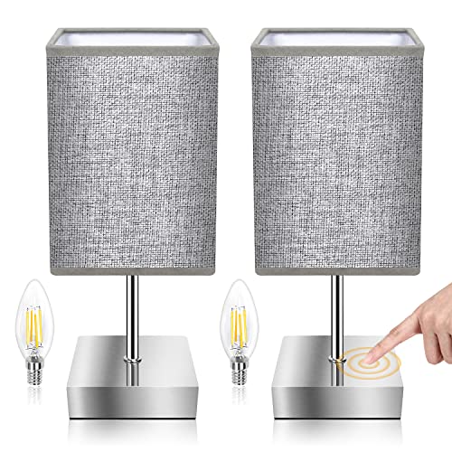 Totofac Nachttischlampe Touch Dimmbar 2er set, E14 Retro Nachttischlampe, 3 Helligkeitsstufen Einstellbar Warmweiss, Modern Nachttische Tischlampe für Schlafzimmer, Wohnzimmer, Babyzimmer von Totofac