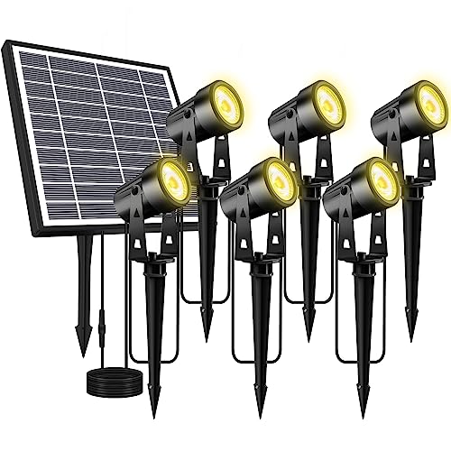 Totofac Solarlampen für Außen Garten, Wasserdichte Solar Strahler für außen mit Erdspieß, 4 Helligkeitsstufen LED Warmweiß Solar Gartenleuchte für Garten, Sträucher und Stufen -6 Stück von Totofac