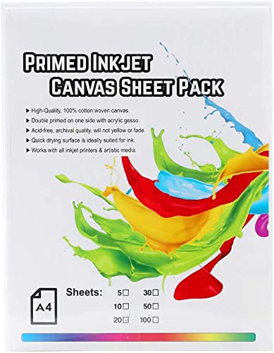 Bedruckbares Leinwandblatt, hochwertiges mattes Tintenstrahl-Leinwandpapier, 100 % Baumwolle, 21,6 x 27,9 cm, 340 g/m², Druckerpapier für Fotografie und Kunst von Totop