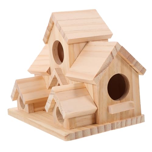 Totority 6 Vogelnest Summen Nester klein draußen Häuser Hummingbird Garden Decor Vogelhaus-Gartenpfähle Vogelhaus Bausatz Vogelfütterer Sparrow Bird House Holz Beige von Totority