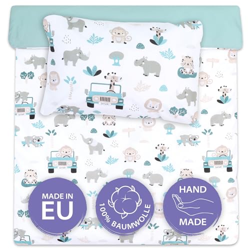 Bettwäsche 90x120 Kinder Baumwolle – Kinderbettwäsche Baby Jungen Mädchen Bettwäsche-Sets Bettbezug 90 x 120 cm Kissenbezug 40x60 Afrika mit Salbei von Totsy Baby