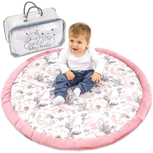 Baby Krabbeldecke Modell 2 ⌀100 cm - Spielmatte für Kinder, Runde Spieldecke, Kinder Krabbelmatte Wilde Rose von Totsy Baby