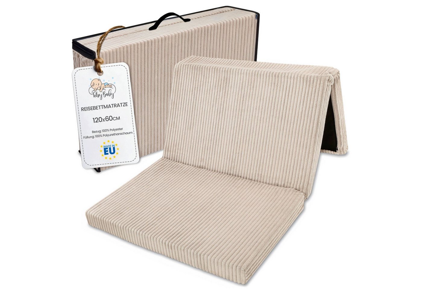 Babymatratze Reisebett Matratze 60x120 cm faltbar Baby Klappmatratze beige, Totsy Baby Babymatratze Reisebett Matratze 60x120 cm faltbar Baby Klappmatratze beige, Totsy Baby von Totsy Baby