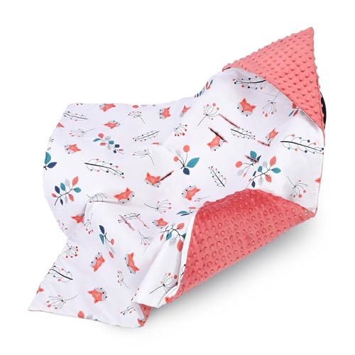 Einschlagdecke Babyschale Decke Kinderwagen 90x90cm - universal Baby Babydecke für Buggy Autositz Winter Baumwolle Minky Fuchs rot von Totsy Baby