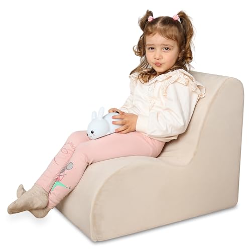 Kindersessel Spielsofa für Kinder - Sessel fürs Kinderzimmer Kindersofa aus Schaumstoff Mini Sofa für Baby weicher Kindercouch mit abnehmbarem Bezug - Sofas ab 1 Jahr Beige von Totsy Baby