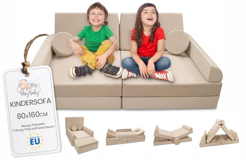 Kindersofa Spielsofa für Kinder Bodensofa - Modulares Sofa Baby XXL Schaumstoff Bausteine Kindercouch Softbausteine für Indoor Spielplatz Mini Couch ausklappbar von Totsy Baby